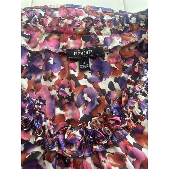 Elementz Women’s Multicolor Sleeveless Ruffle Round Neck Pullover Size Medium - Picture 3 of 3